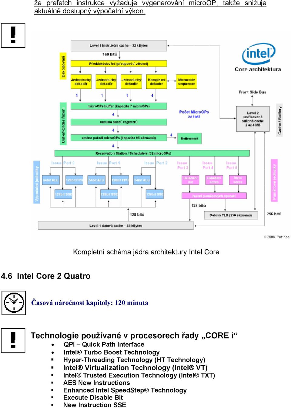 6 Intel Core 2 Quatro Časová náročnost kapitoly: 120 minuta Technologie používané v procesorech řady CORE i QPI Quick Path Interface