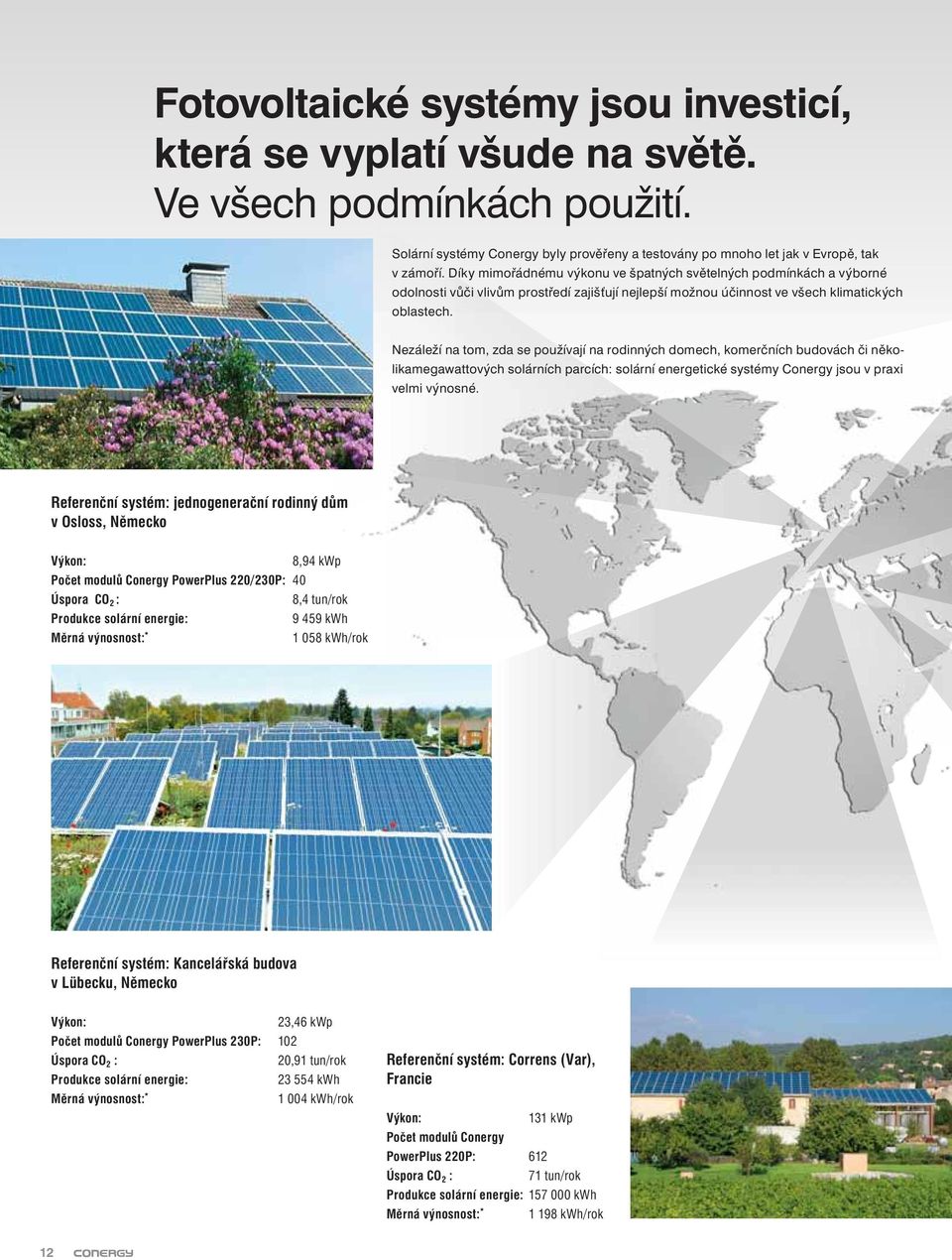 Nezáleží na tom, zda se používají na rodinných domech, komerčních budovách či několikamegawattových solárních parcích: solární energetické systémy Conergy jsou v praxi velmi výnosné.