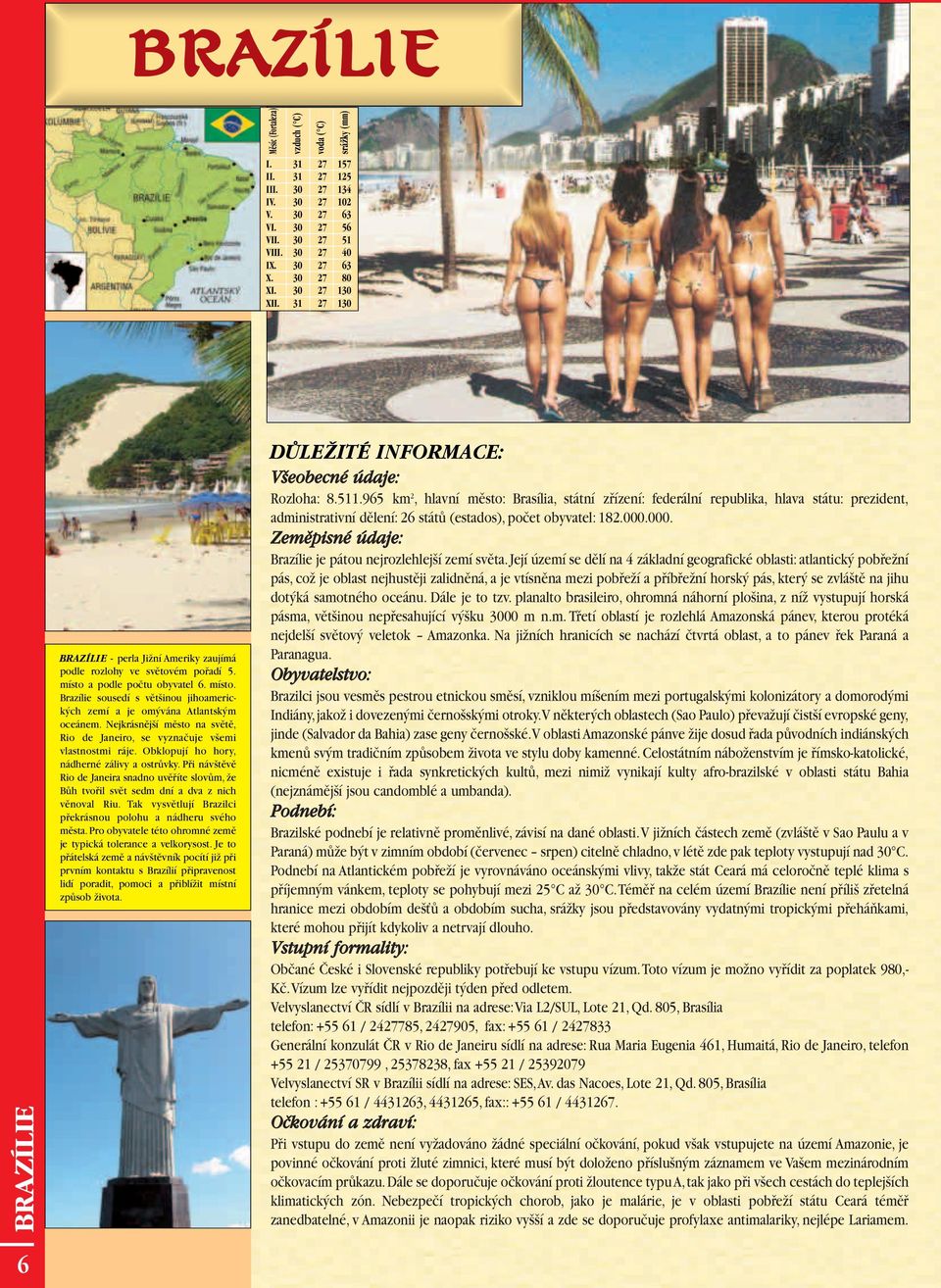 Nejkrásnûj í mûsto na svûtû, Rio de Janeiro, se vyznaãuje v emi vlastnostmi ráje. Obklopují ho hory, nádherné zálivy a ostrûvky.