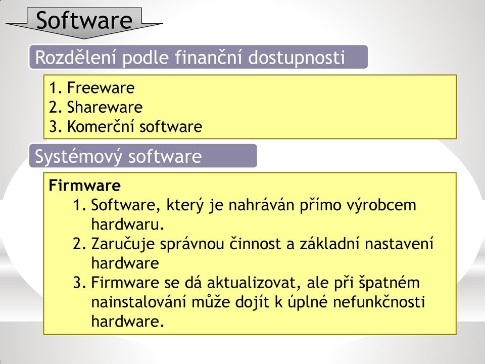 Software, který je nahráván přímo výrobcem hardwaru. 2.