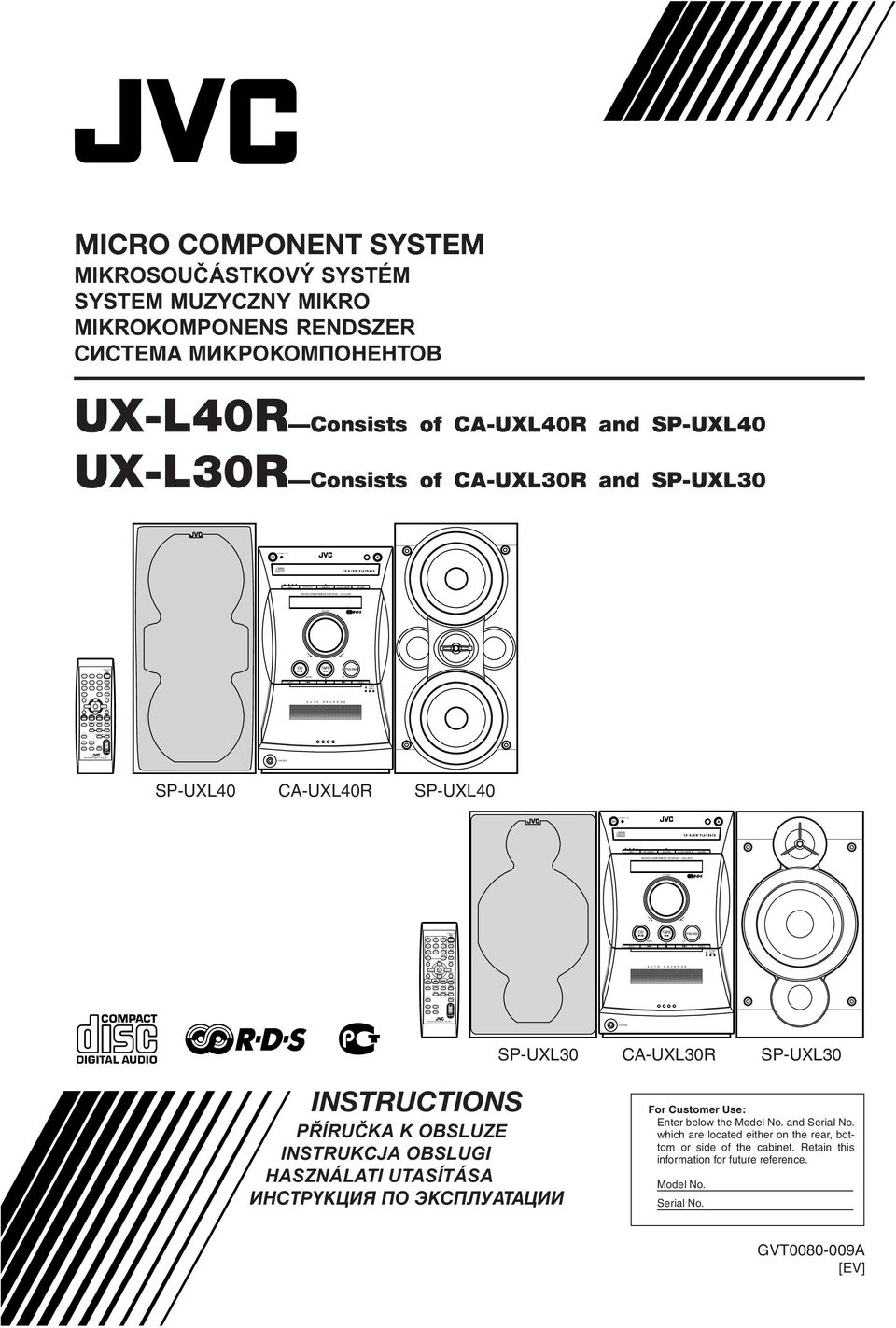 SYSTEM VOLUME CLOCK/TIMER A U T O R E V E R S E UX-L40R AUX/MD TREBLE PUSH OPEN 1 4 7 10 BASS SET 3/8 CD 0CD PTY SEARCH PTY SELECT STANDBY/ON 2 3 5 6 DISPLAY CLOCK 8 9 /TIMER +10 SLEEP TREBLE 4 7 23