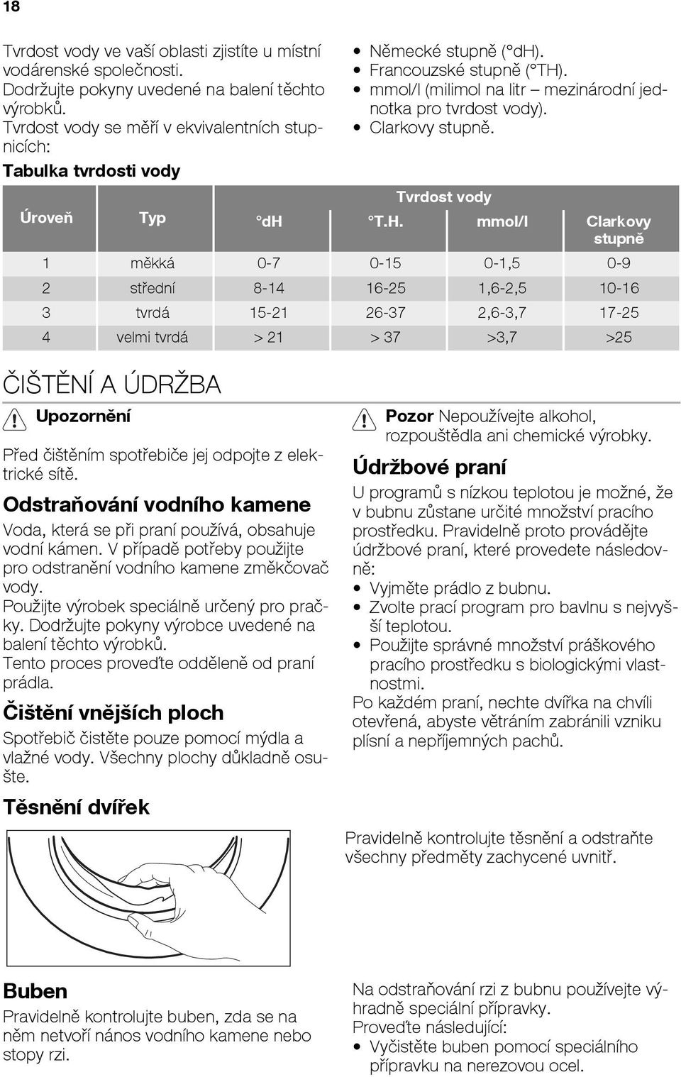 Clarkovy stupně. Tvrdost vody dh T.H.