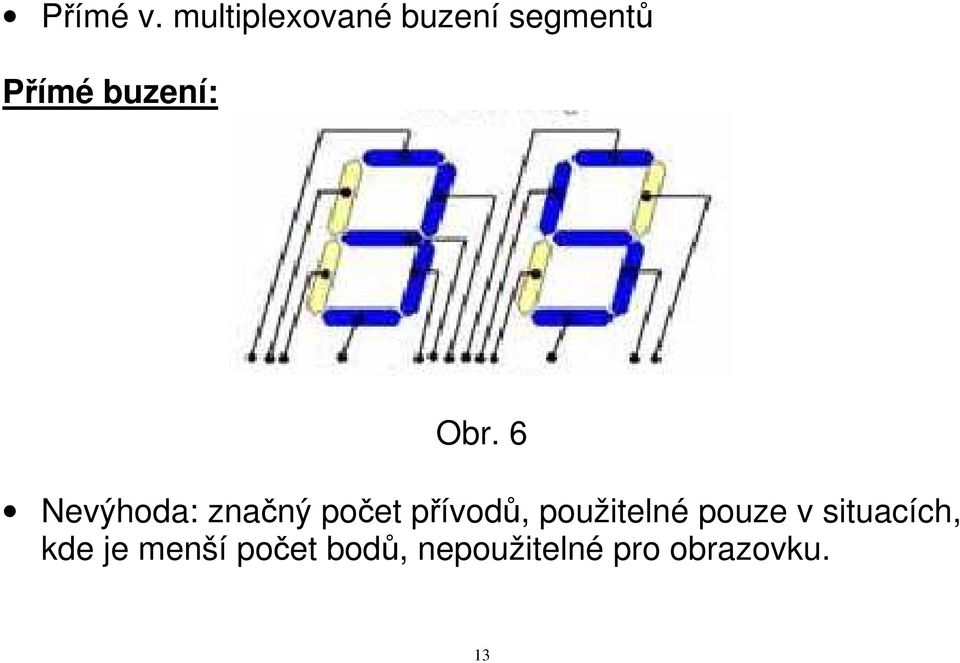 Obr. 6 Nevýhoda: značný počet přívodů,