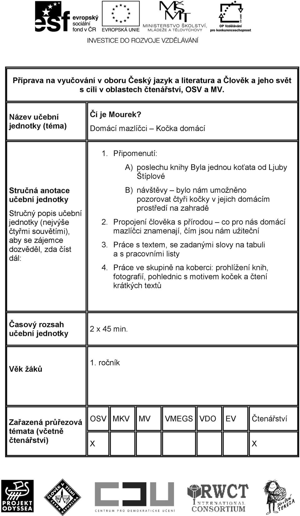 Připomenutí: A) poslechu knihy Byla jednou koťata od Ljuby Štíplové B) návštěvy bylo nám umožněno pozorovat čtyři kočky v jejich domácím prostředí na zahradě 2.