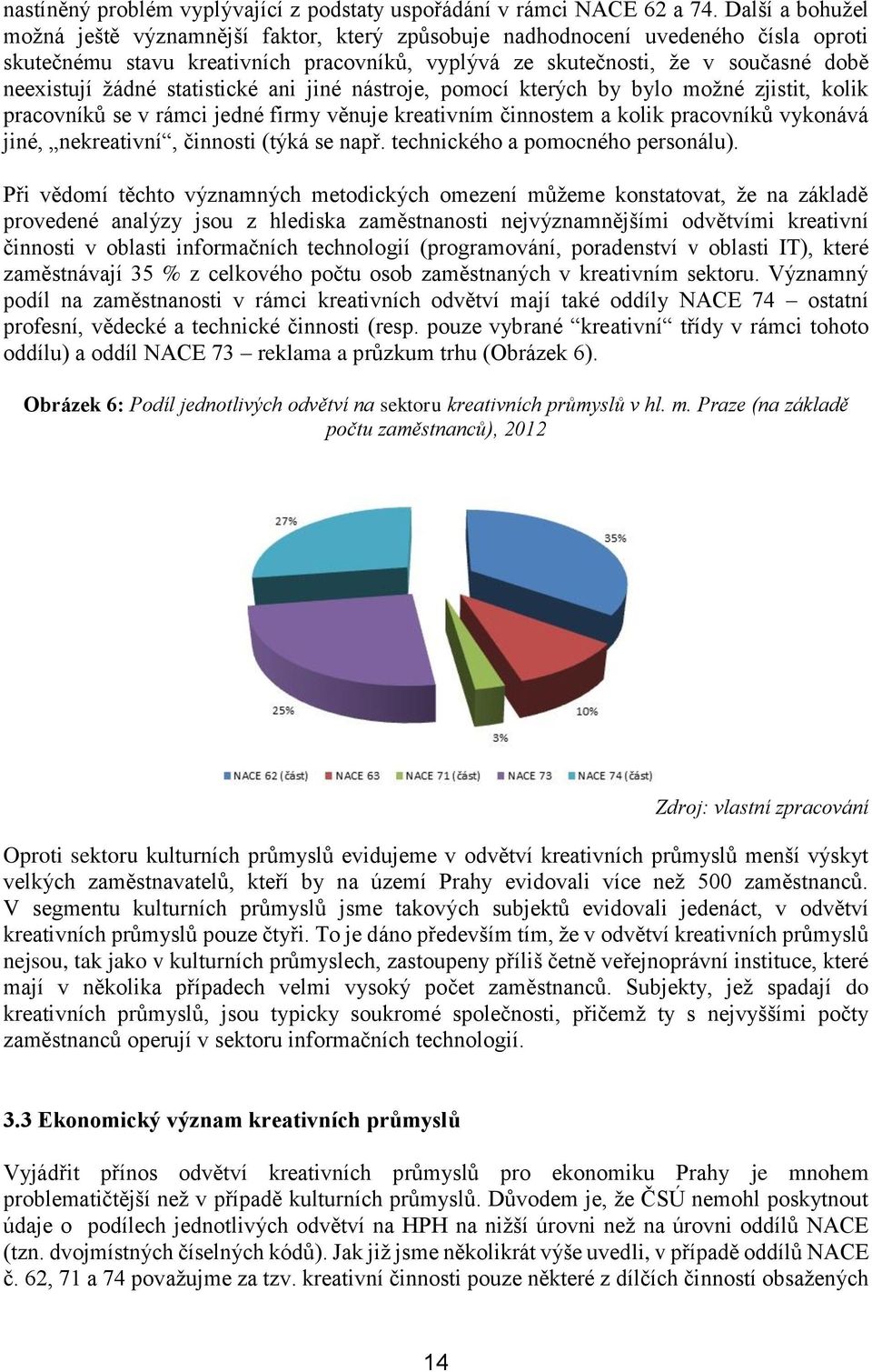 žádné statistické ani jiné nástroje, pomocí kterých by bylo možné zjistit, kolik pracovníků se v rámci jedné firmy věnuje kreativním činnostem a kolik pracovníků vykonává jiné, nekreativní, činnosti