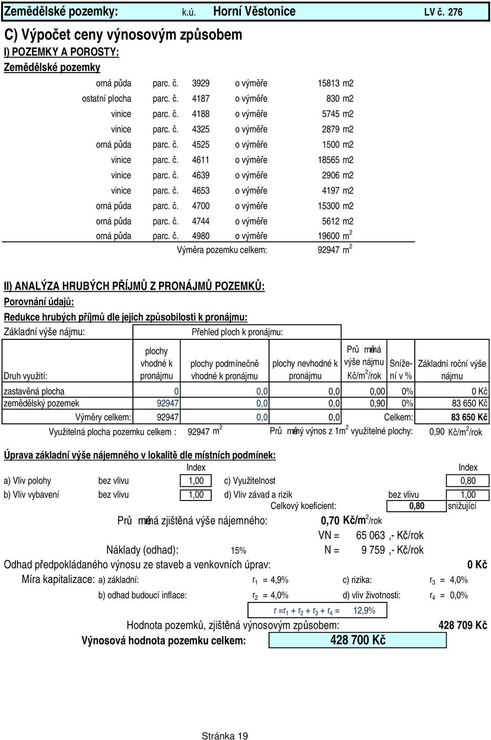 . 4639 o vým e 2906 m2 vinice parc.. 4653 o vým e 4197 m2 orná p da parc.. 4700 o vým e 15300 m2 orná p da parc.. 4744 o vým e 5612 m2 orná p da parc.