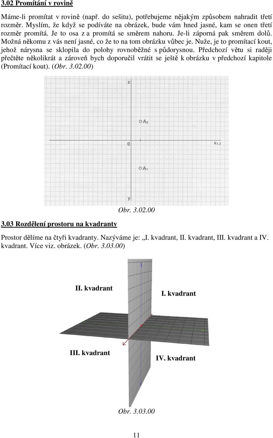 Možná někomu z vás není jasné, co že to na tom obrázku vůbec je. Nuže, je to promítací kout, jehož nárysna se sklopila do polohy rovnoběžné s půdorysnou.