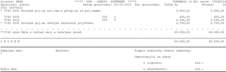 700,00 **3745 xxxx Péče o vzhled obcí a veřejnou zeleň 60.000,00 60.