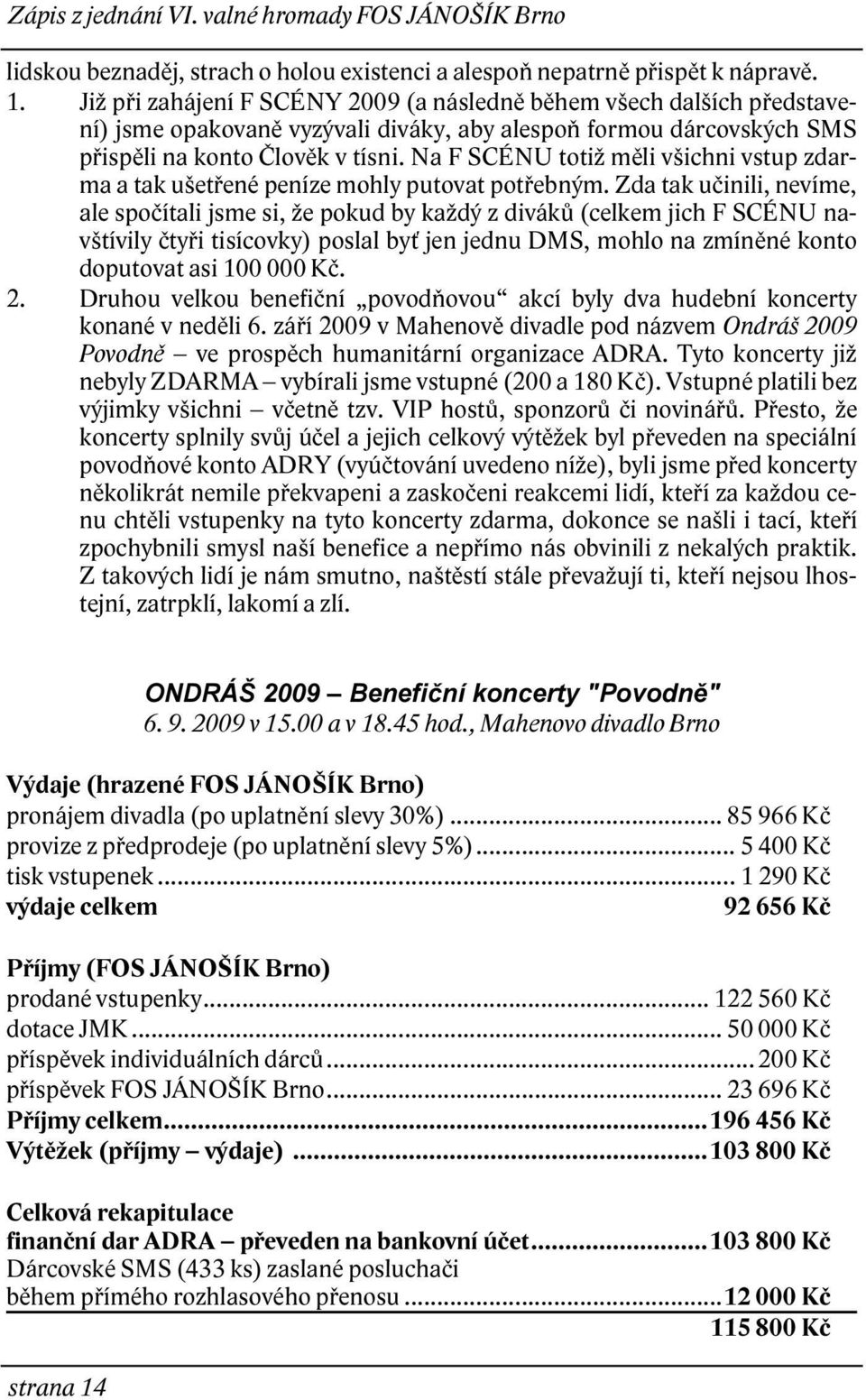 Na F SCÉNU totiž měli všichni vstup zdarma a tak ušetřené peníze mohly putovat potřebným.