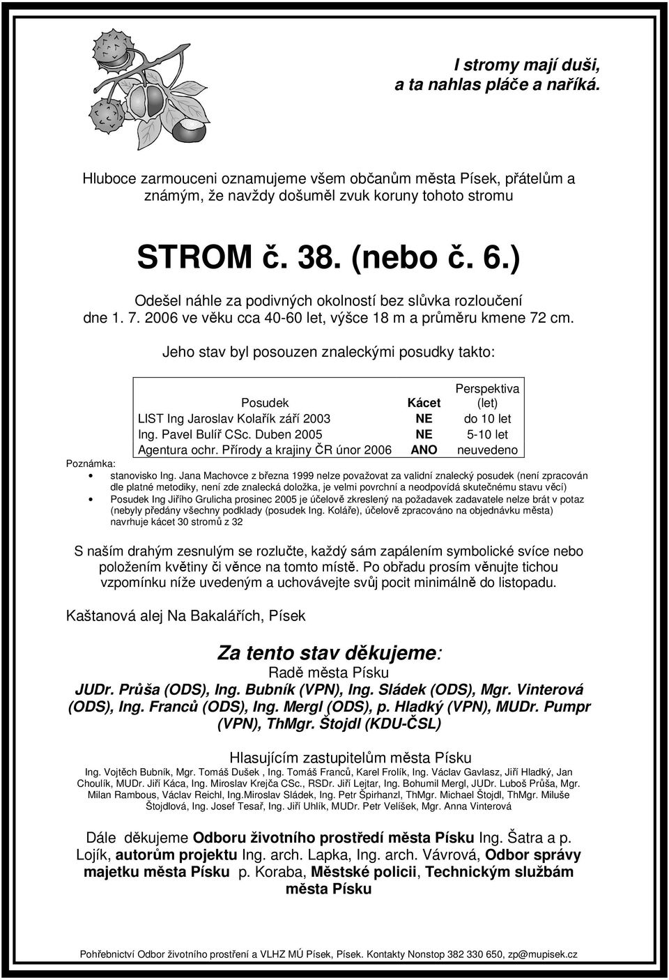 LIST Ing Jaroslav Kolařík září 2003 NE do 10 let Ing. Pavel Bulíř CSc.