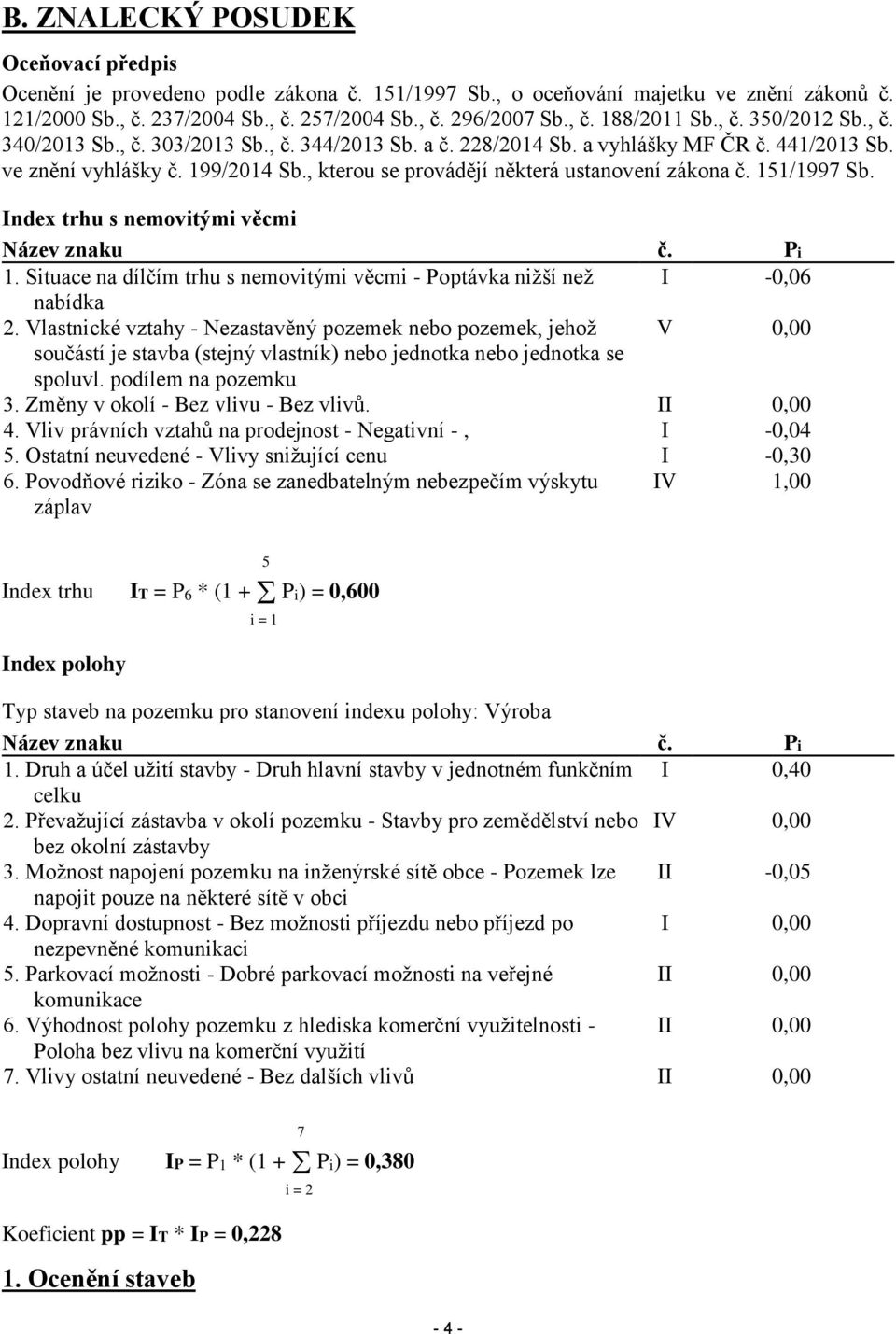 , kterou se provádějí některá ustanovení zákona č. 151/1997 Sb. Index trhu s nemovitými věcmi Název znaku č. Pi 1. Situace na dílčím trhu s nemovitými věcmi - Poptávka nižší než I -0,06 nabídka 2.