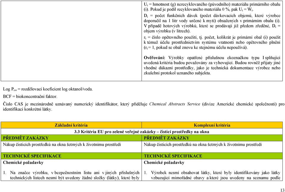 V případě hotových výrobků, které se prodávají již předem zředěné, D i = objem výrobku (v litrech). r i = číslo opětovného použití, tj.