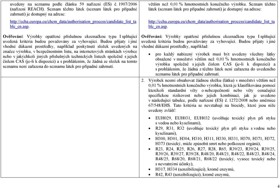 vhodné důkazní prostředky, například poskytnutí složek uvedených na značce výrobku, v bezpečnostním listu, na internetových stránkách výrobce nebo v jakýchkoli jiných příslušných technických listech