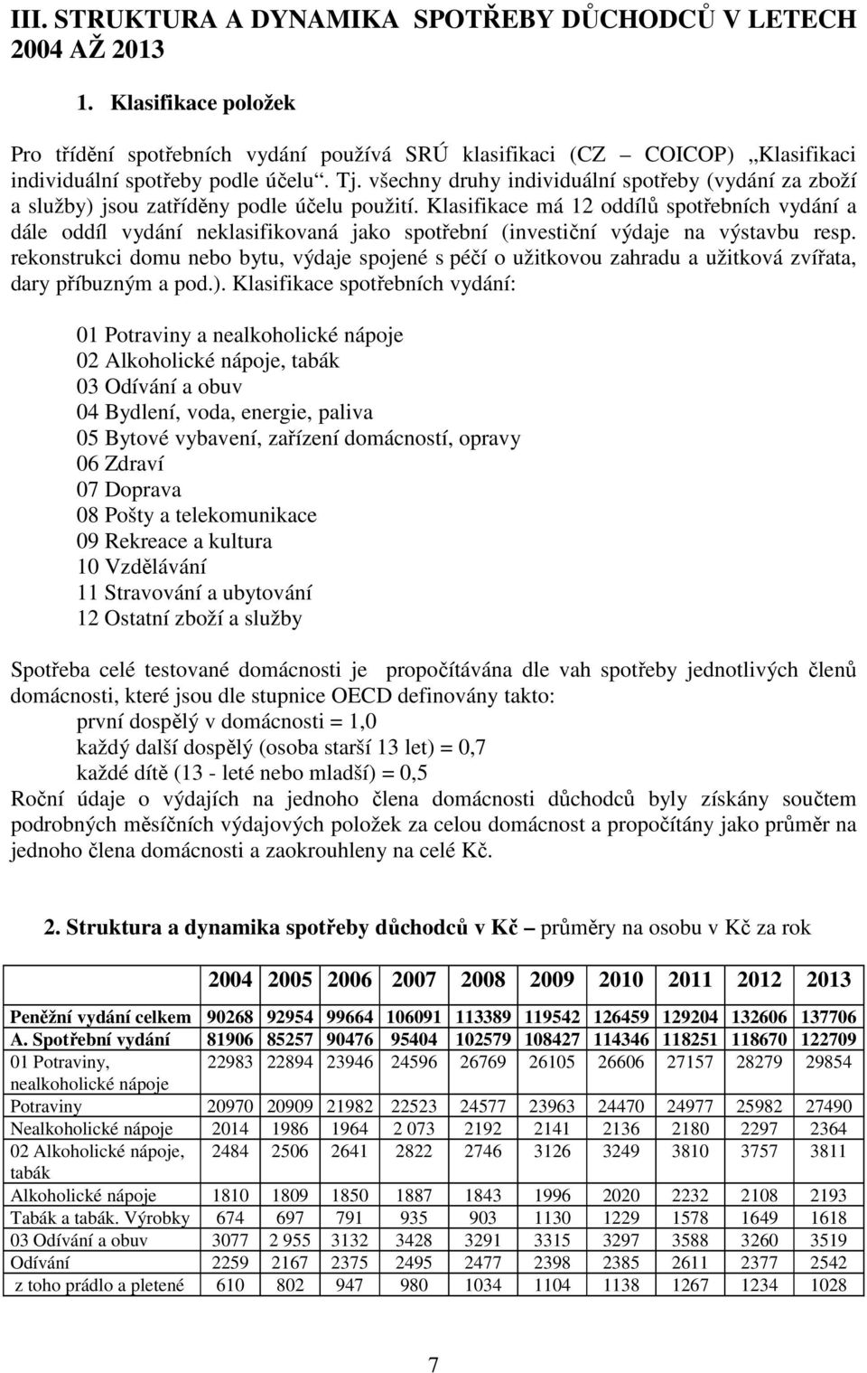 všechny druhy individuální spotřeby (vydání za zboží a služby) jsou zatříděny podle účelu použití.