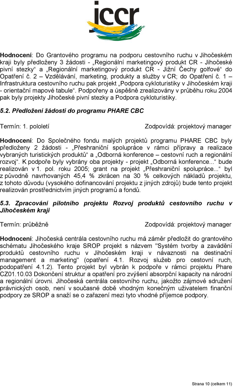 1 Infrastruktura cestovního ruchu pak projekt Podpora cykloturistiky v Jihočeském kraji - orientační mapové tabule.