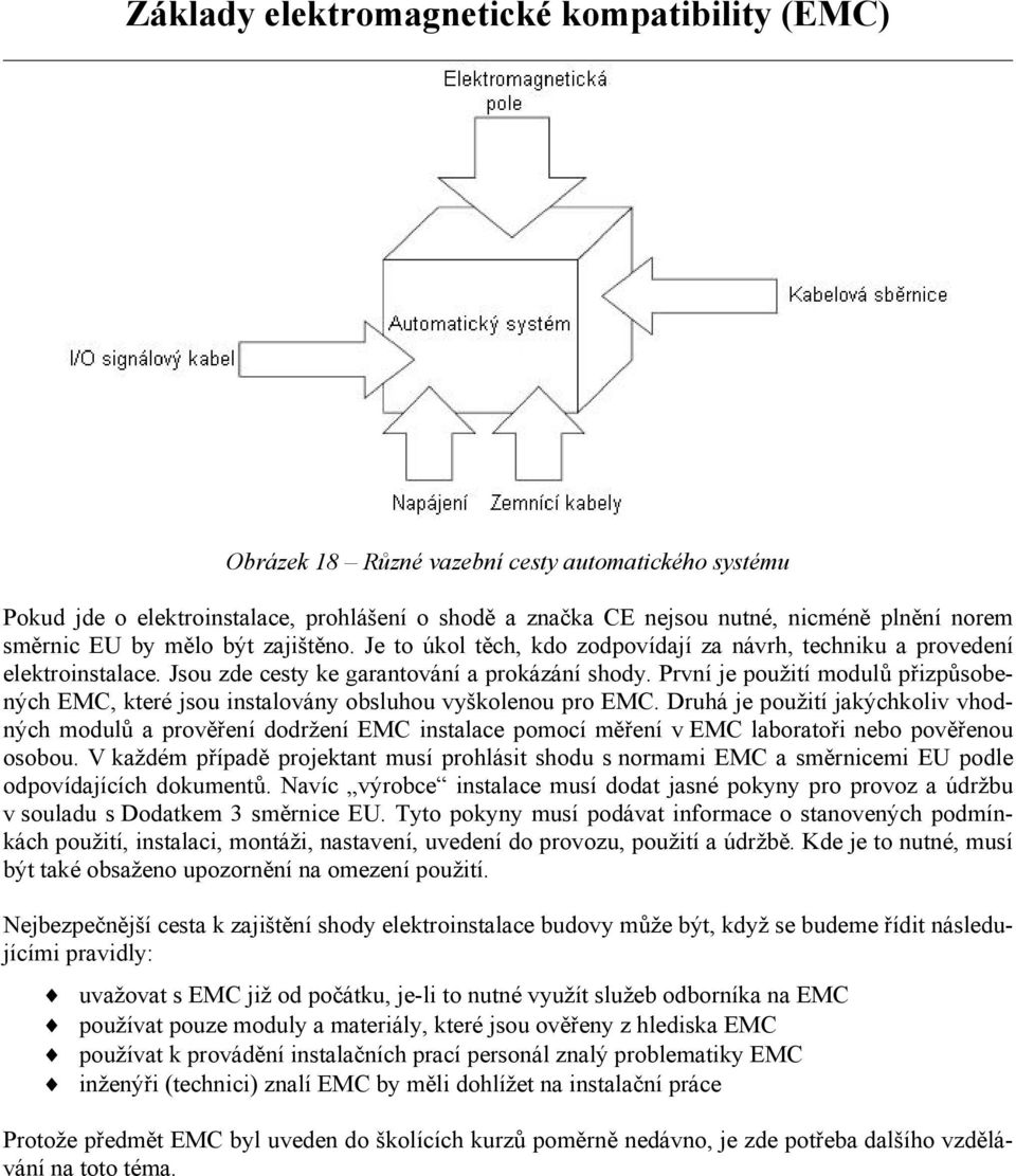 První je použití modulů přizpůsobených EMC, které jsou instalovány obsluhou vyškolenou pro EMC.