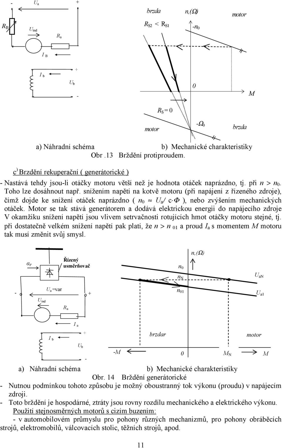 snížením npětí n kotvě motoru (při npájení z řízeného zdroje), čímž dojde ke snížení otáček nprázdno ( n U / c Φ ), nebo zvýšením mechnických otáček.