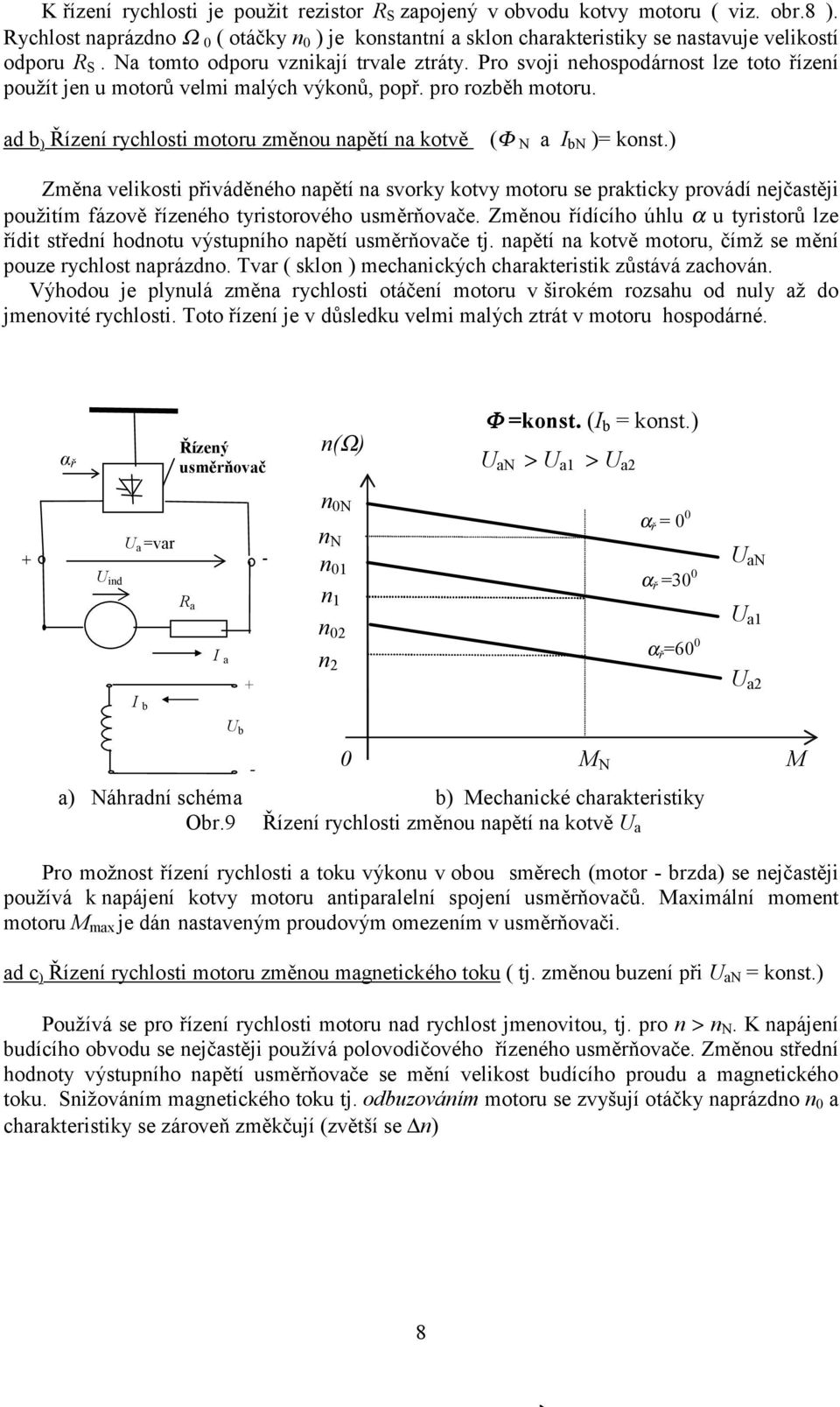 d b ) Řízení rychlosti motoru změnou npětí n kotvě (Φ N N )= konst.