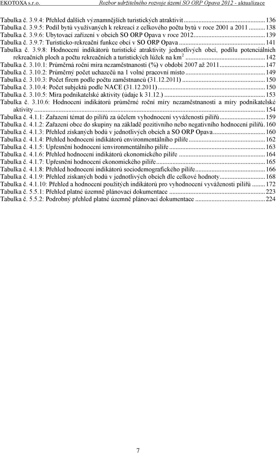 .. 142 Tabulka č. 3.10.1: Průměrná roční míra nezaměstnanosti (%) v období 2007 až 2011... 147 Tabulka č. 3.10.2: Průměrný počet uchazečů na 1 volné pracovní místo... 149 Tabulka č. 3.10.3: Počet firem podle počtu zaměstnanců (31.