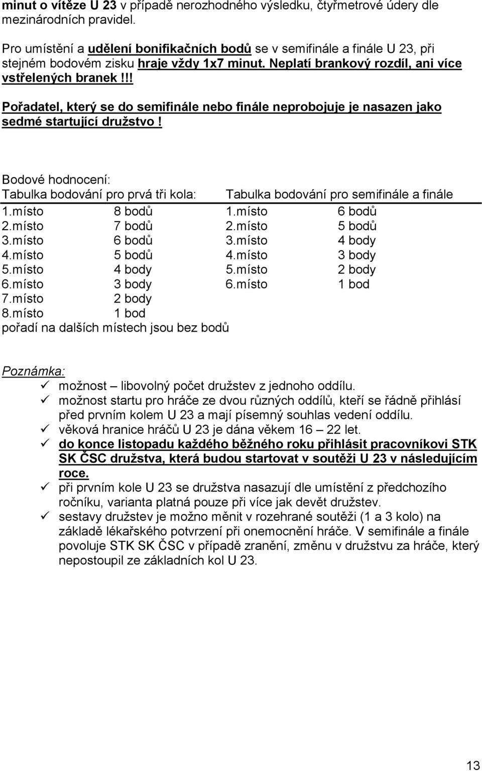 !! Pořadatel, který se do semifinále nebo finále neprobojuje je nasazen jako sedmé startující družstvo!