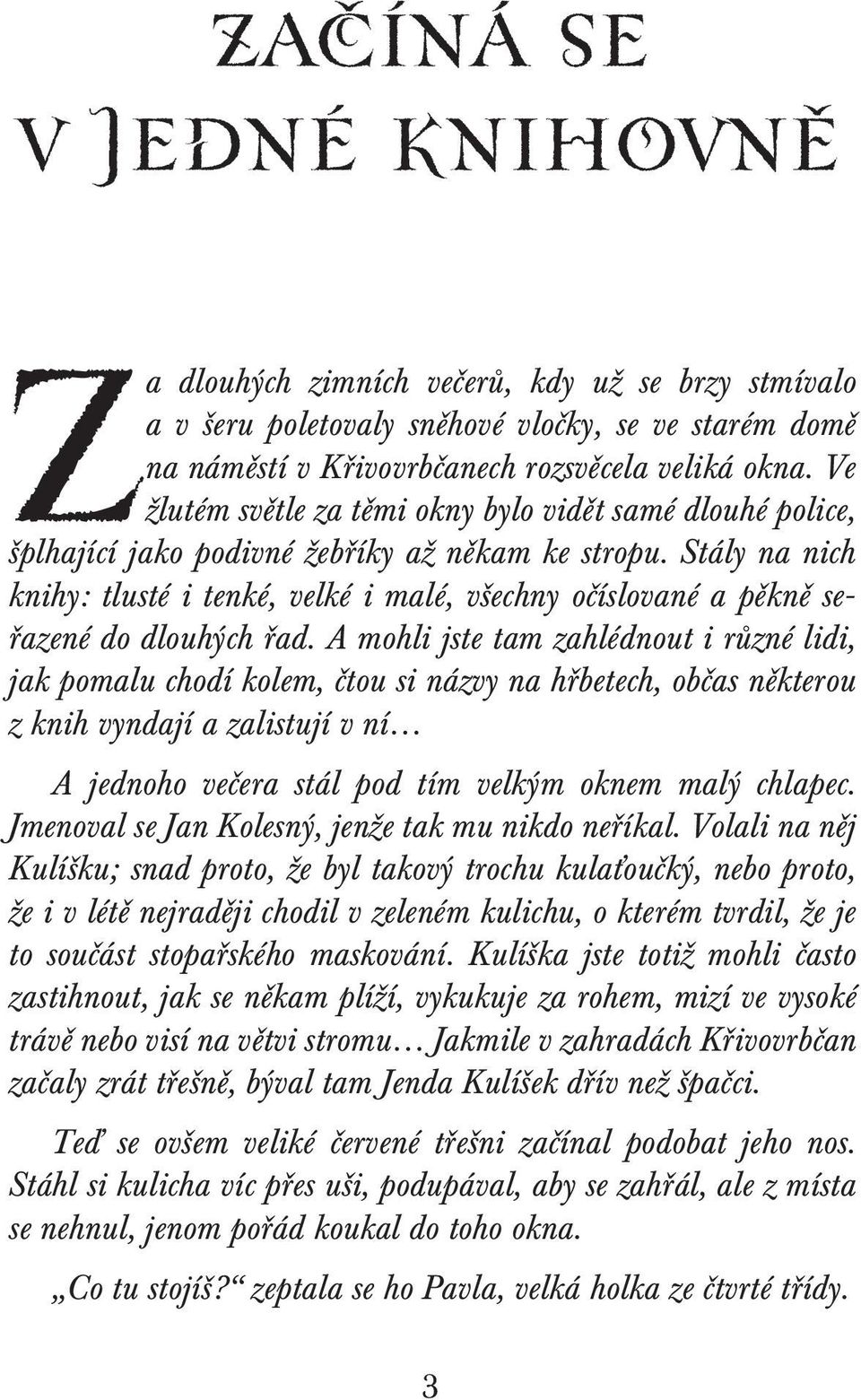 Stály na nich knihy: tlusté i tenké, velké i malé, všechny očíslované a pěkně seřazené do dlouhých řad.