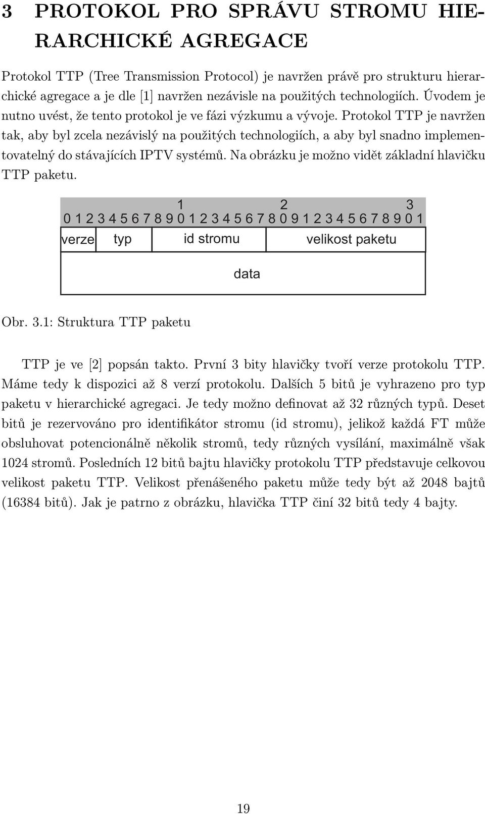 Protokol TTP je navržen tak, aby byl zcela nezávislý na použitých technologiích, a aby byl snadno implementovatelný do stávajících IPTV systémů. Na obrázku je možno vidět základní hlavičku TTP paketu.