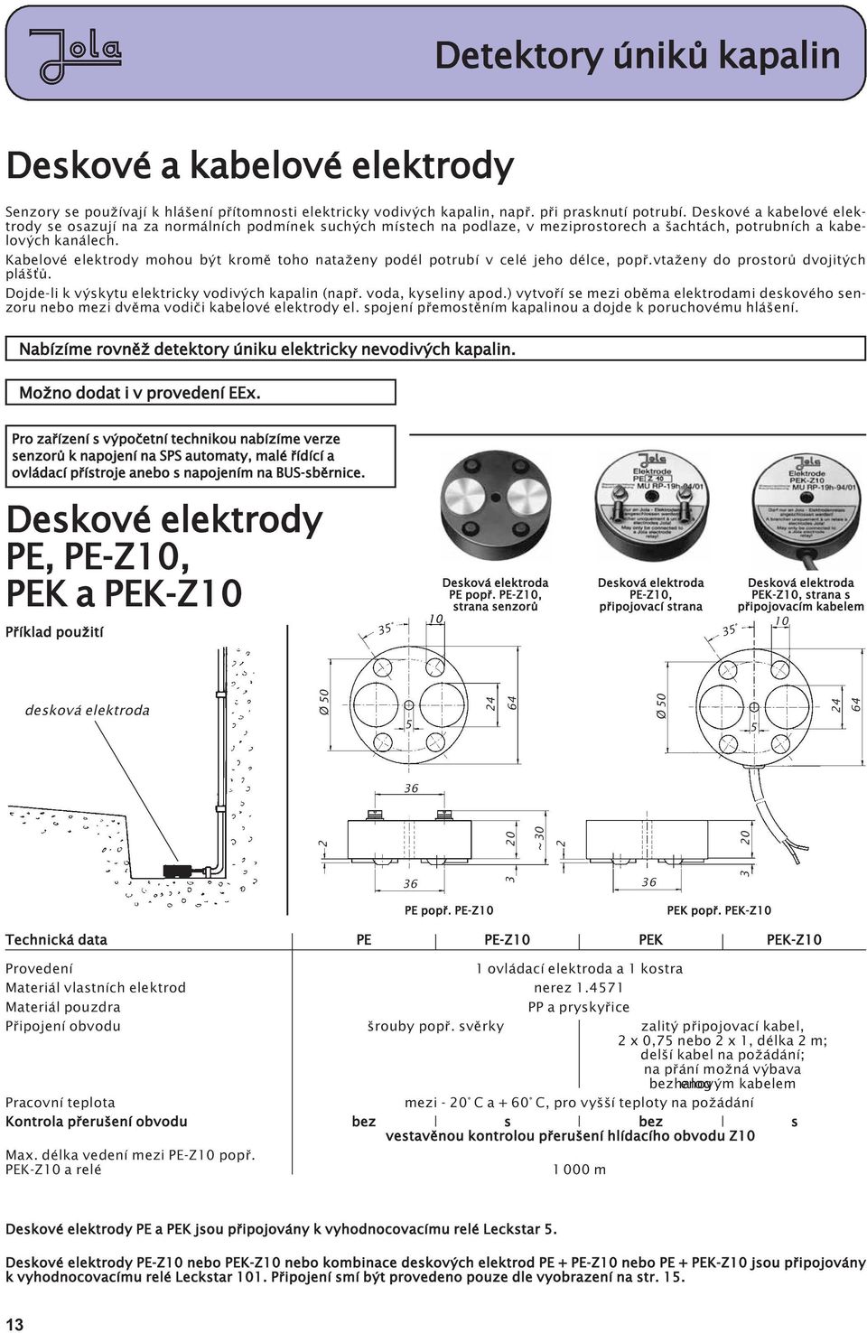 Kabelové elektrody mohou být kromì toho nata eny podél potrubí v celé jeho délce, popø.vta eny do prostorù dvojitých pláš ù. Dojde-li k výskytu elektricky vodivých kapalin (napø. voda, kyseliny apod.