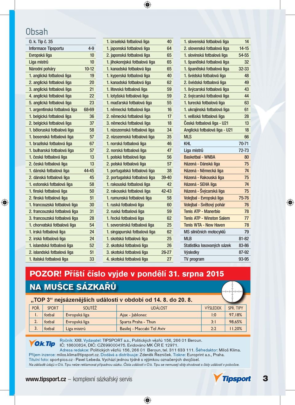 bosenská fotbalová liga 57 1. brazilská fotbalová liga 67 1. bulharská fotbalová liga 57 1. česká fotbalová liga 13 2. česká fotbalová liga 13 1. dánská fotbalová liga 44-45 2.