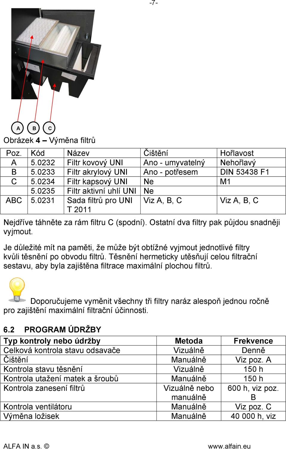 Ostatní dva filtry pak půjdou snadněji vyjmout. Je důležité mít na paměti, že může být obtížné vyjmout jednotlivé filtry kvůli těsnění po obvodu filtrů.