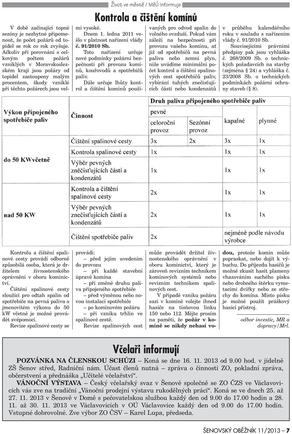 ledna 2011 vešlo v platnost naøízení vlády è. 91/2010 Sb. Toto naøízení urèuje nové podmínky požární bezpeènosti pøi provozu komínù, kouøovodù a spotøebièù paliv.