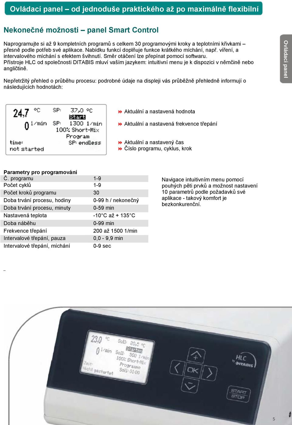 Přístroje HLC od společnosti DITABIS mluví vaším jazykem: intuitivní menu je k dispozici v němčině nebo angličtině.