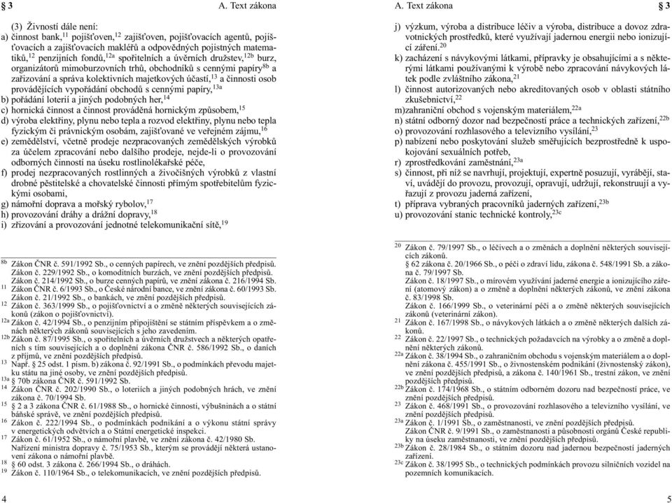 fondù, 12a spoøitelních a úvìrních družstev, 12b burz, organizátorù mimoburzovních trhù, obchodníkù s cennými papíry 8b a zaøizování a správa kolektivních majetkových úèastí, 13 a èinnosti osob