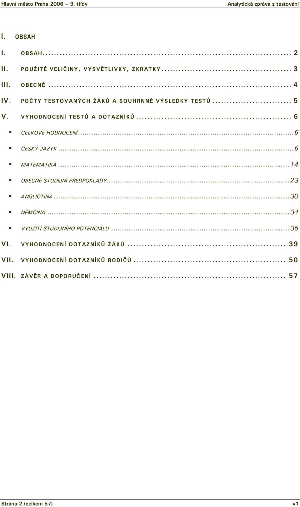 ..6 ČESKÝ JAZYK...6 MATEMATIKA...14 OBECNÉ STUDIJNÍ PŘEDPOKLADY...23 ANGLIČTINA... NĚMČINA.