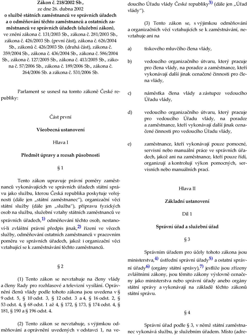 , zákona č. 281/2003 Sb., zákona č. 426/2003 Sb. (první část), zákona č. 626/2004 Sb., zákonů č. 426/2003 Sb. (druhá část), zákona č. 359/2004 Sb., zákona č. 436/2004 Sb., zákona č. 586/2004 Sb.