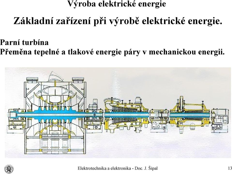 Parní turbína Přeměna tepelné a