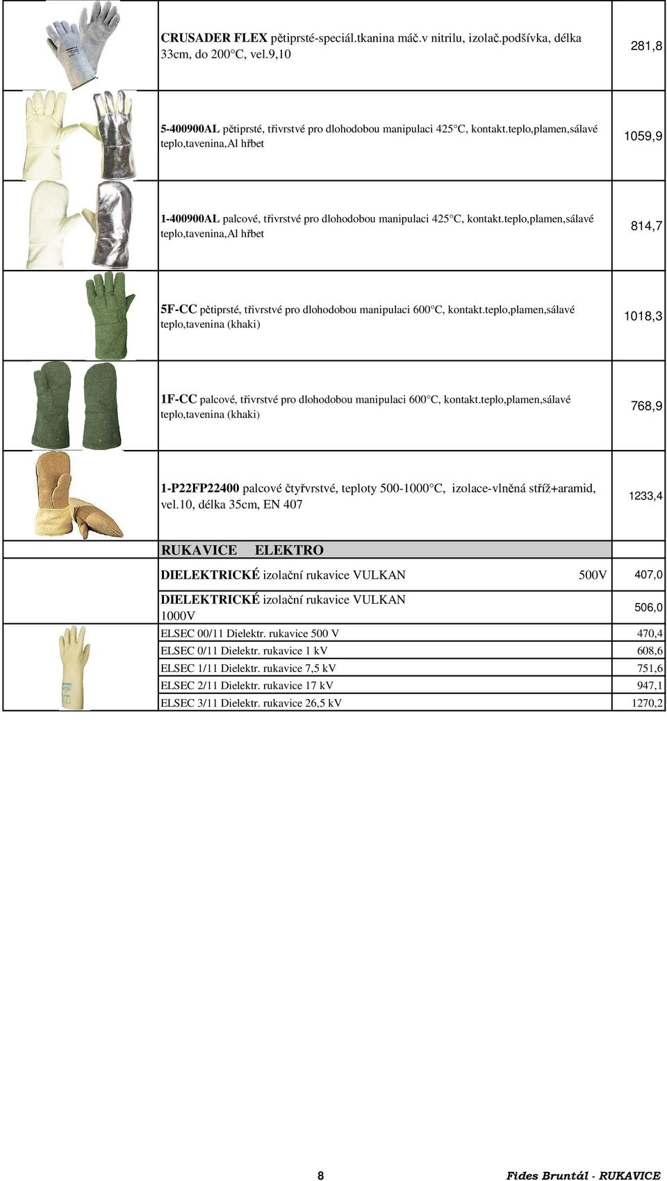 teplo,plamen,sálavé teplo,tavenina,al hřbet 814,7 5F-CC pětiprsté, třivrstvé pro dlohodobou manipulaci 600 C, kontakt.