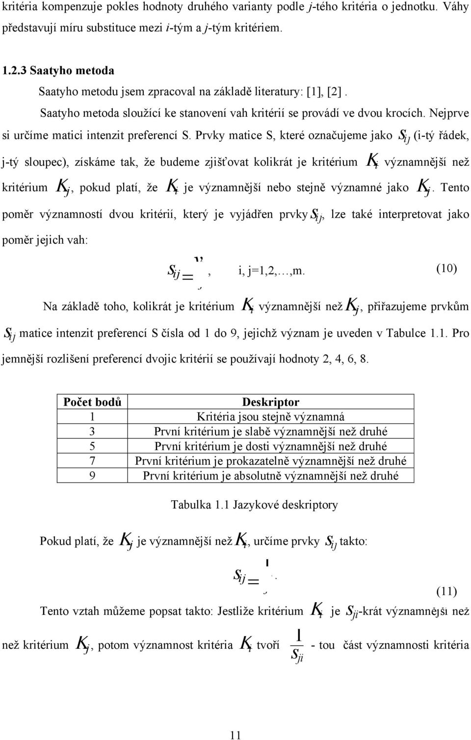 Nejprve si určíme matici intenzit preferencí S.