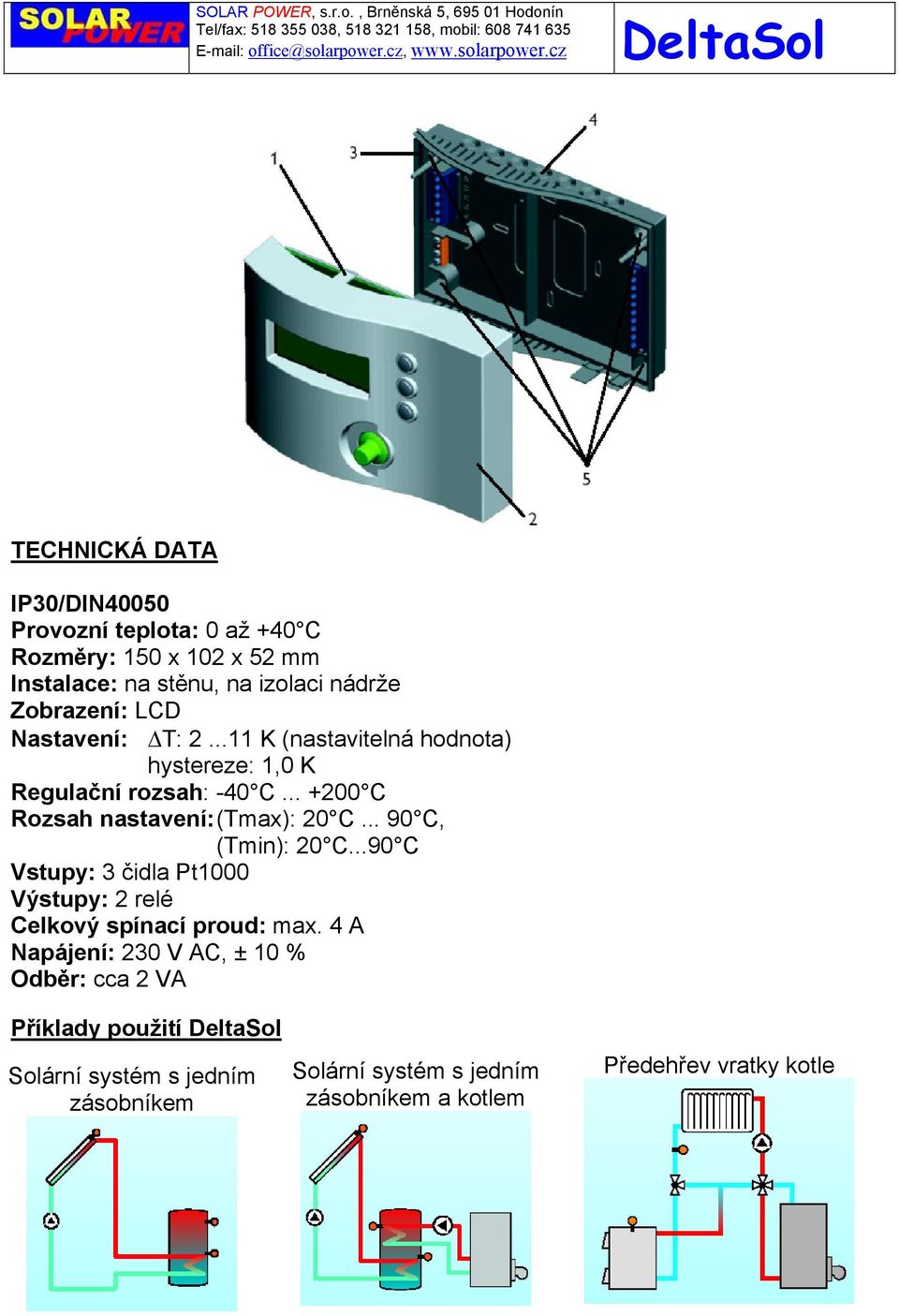 .. +200 C Rozsah nastavení: (Tmax): 20 C... 90 C, (Tmin): 20 C.