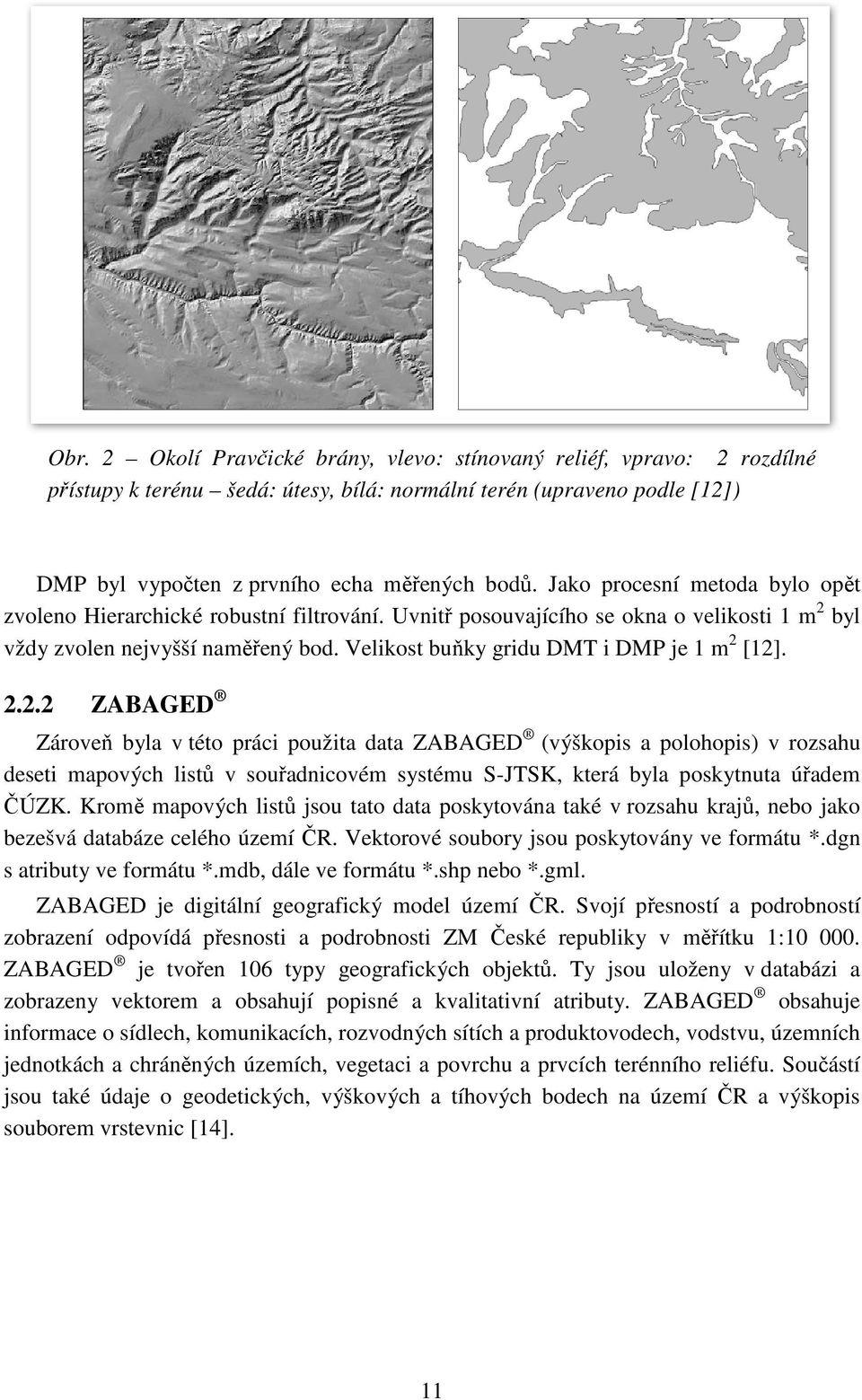 Velikost buňky gridu DMT i DMP je 1 m 2 