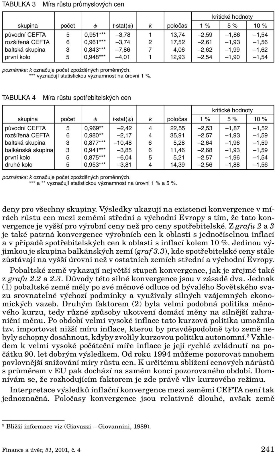 *** vyznačují statistickou významnost na úrovni 1 %.