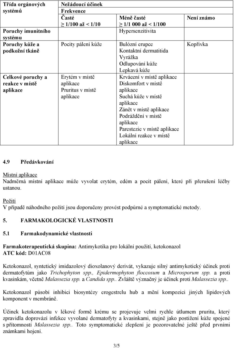 v místě Podráždění v místě Parestezie v místě Lokální reakce v místě Není známo Kopřivka 4.