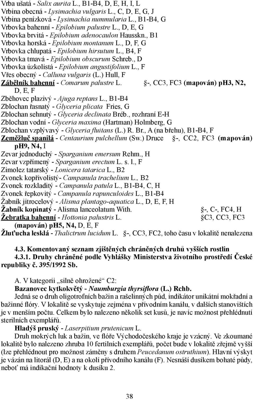 , D Vrbovka úzkolistá - Epilobium angustifolium L., F Vřes obecný - Calluna vulgaris (L.) Hull, F Zábělník bahenní - Comarum palustre L.