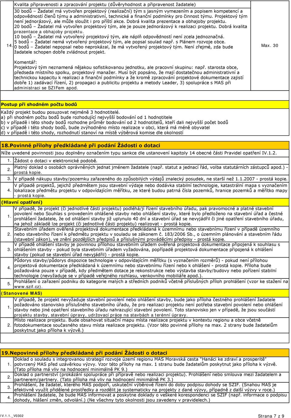 20 bodů Žadatel má vytvořen projektový tým, ale je pouze jednorázový k realizaci projektu. Dobrá kvalita prezentace a obhajoby projektu.