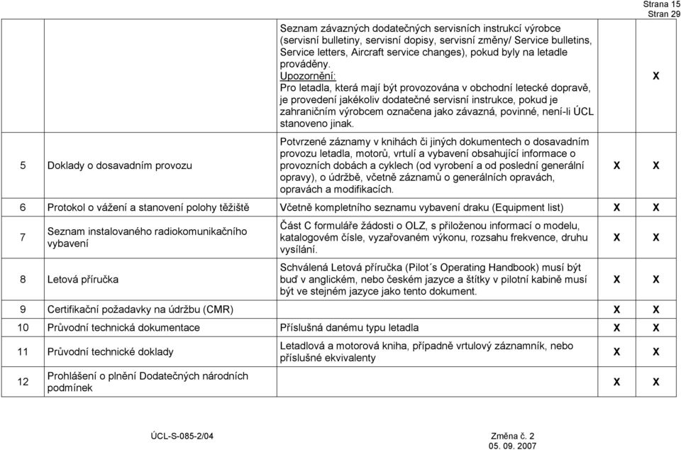 Upozornění: Pro letadla, která mají být provozována v obchodní letecké dopravě, je provedení jakékoliv dodatečné servisní instrukce, pokud je zahraničním výrobcem označena jako závazná, povinné,