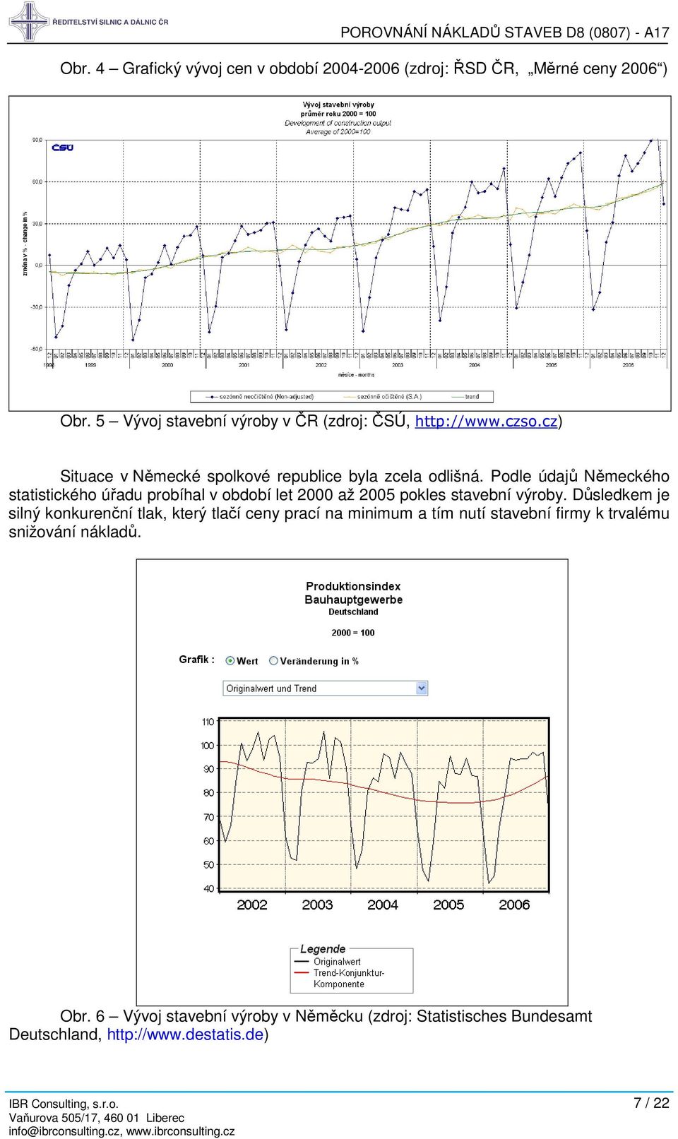 Podle údajů Německého statistického úřadu probíhal v období let 2000 až 2005 pokles stavební výroby.