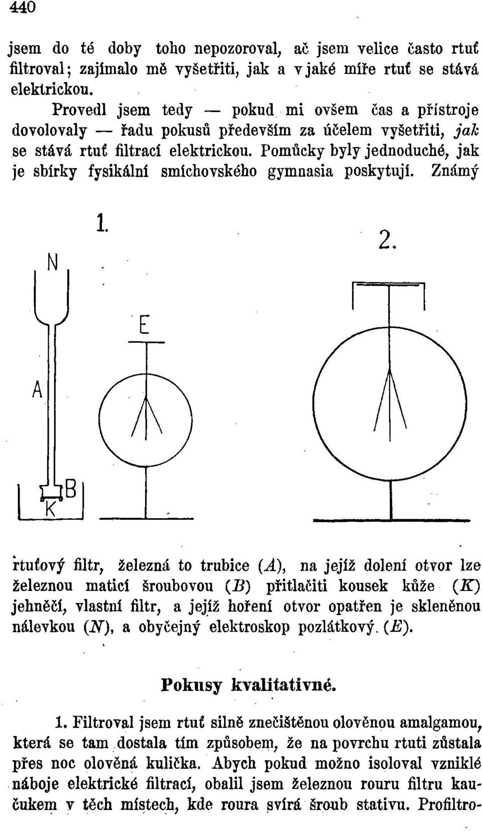 Pomůcky byly jednoduché, jak je sbírky fysikální smíchovského gymnasia poskytují. Známý 1. 2.