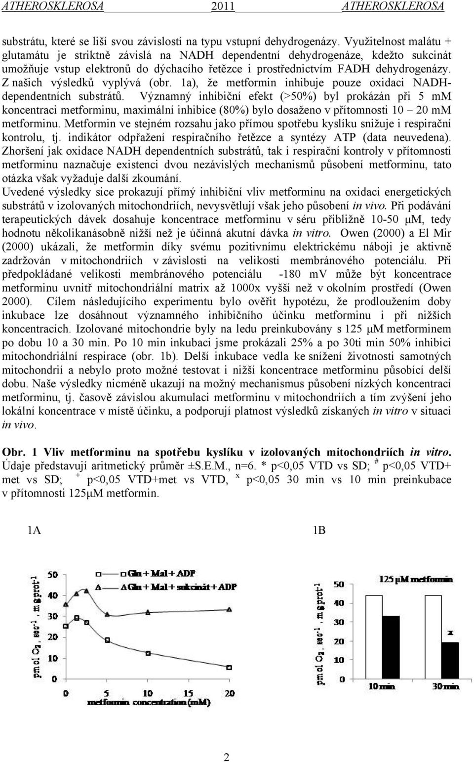 Z našich výsledků vyplývá (obr. 1a), že metformin inhibuje pouze oxidaci NADHdependentních substrátů.