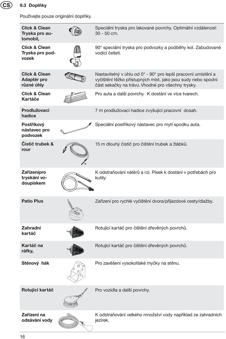 Click & Clean Adaptér pro různé úhly Click & Clean Kartáče Prodlužovací hadice Postřikový nástavec pro podvozek Čistič trubek & rour Nastavitelný v úhlu od 0-90 pro lepší pracovní umístění a