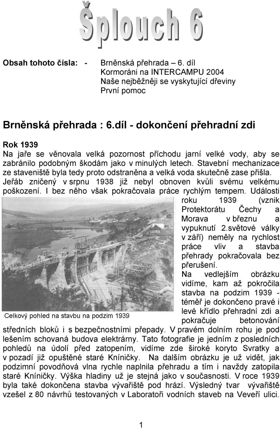 Stavební mechanizace ze staveniště byla tedy proto odstraněna a velká voda skutečně zase přišla. Jeřáb zničený v srpnu 1938 již nebyl obnoven kvůli svému velkému poškození.