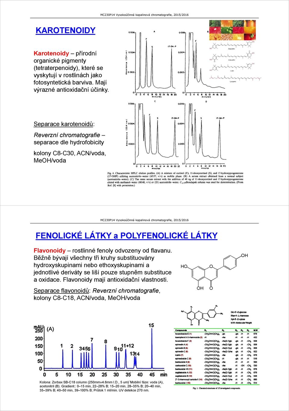 Běžně bývají všechny tři kruhy substituovány hydroxyskupinami nebo ethoxyskupinami a jednotlivé deriváty se liší pouze stupněm substituce a oxidace. Flavonoidy mají antioxidační vlastnosti.